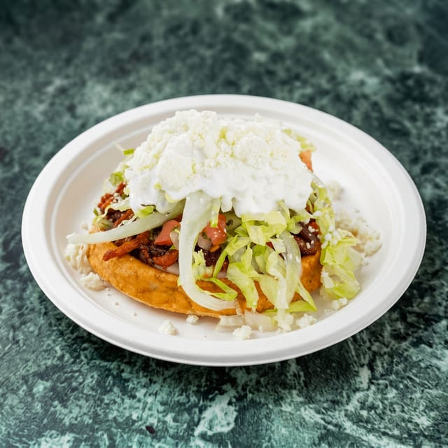 Chicken Sopes (Thick Corn Cakes).